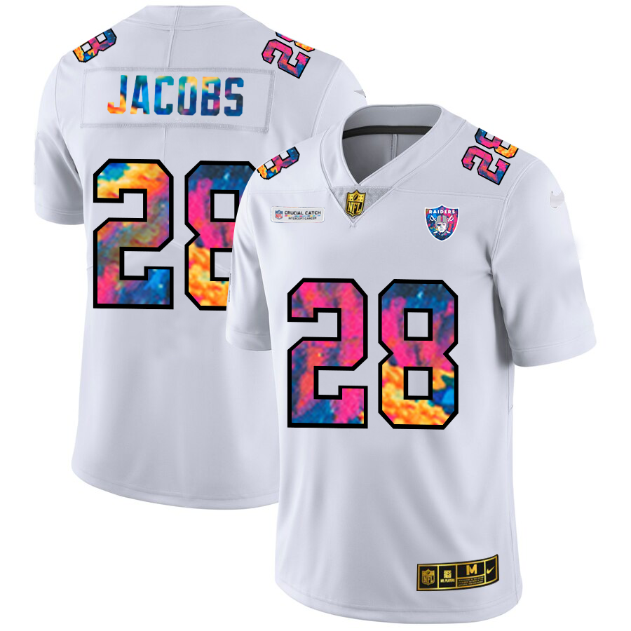 Las Vegas Raiders #28 Josh Jacobs Men's White Multi-Color 2020 Crucial Catch Limited Jersey cheap jerseys for sale - CheapJerseys.Shop