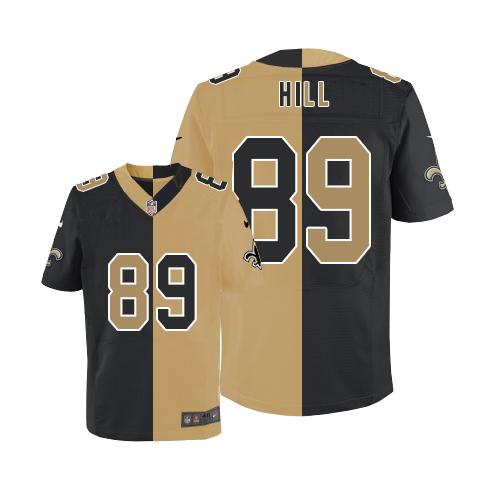 New Orleans Saints #89 Josh Hill Black/Gold Men's Stitched Elite Split Jersey Men's cheap jerseys for sale - CheapJerseys.Shop