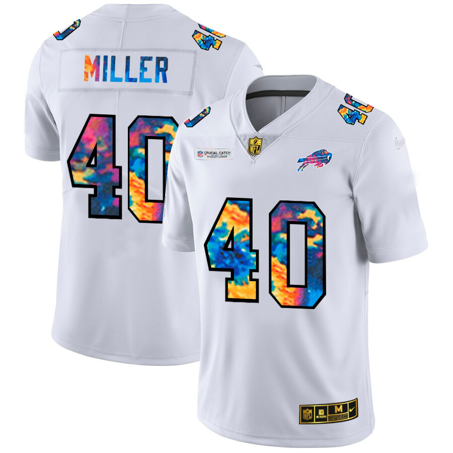 Buffalo Bills #40 Von Miller Men's White Multi-Color 2020 Crucial Catch Limited Jersey cheap jerseys for sale - CheapJerseys.Shop