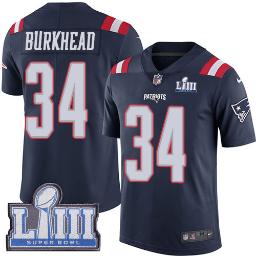 New England Patriots #34 Rex Burkhead Navy Blue Super Bowl LIII Bound Men's Stitched Limited Rush Jersey Men's cheap jerseys for sale - CheapJerseys.Shop