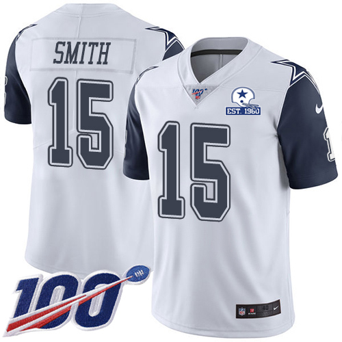 Dallas Cowboys #15 Devin Smith White Men's Stitched With Established In 1960 Patch Limited Rush 100th Season Jersey Men's cheap jerseys for sale - CheapJerseys.Shop
