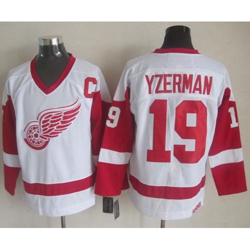 Detroit Red Wings #19 Steve Yzerman White CCM Throwback Stitched Jersey Men's cheap jerseys for sale - CheapJerseys.Shop