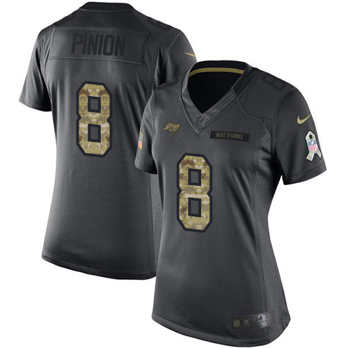 Tampa Bay Buccaneers #8 Bradley Pinion Black Women's Stitched Limited 2016 Salute to Service Jersey Womens cheap jerseys for sale - CheapJerseys.Shop