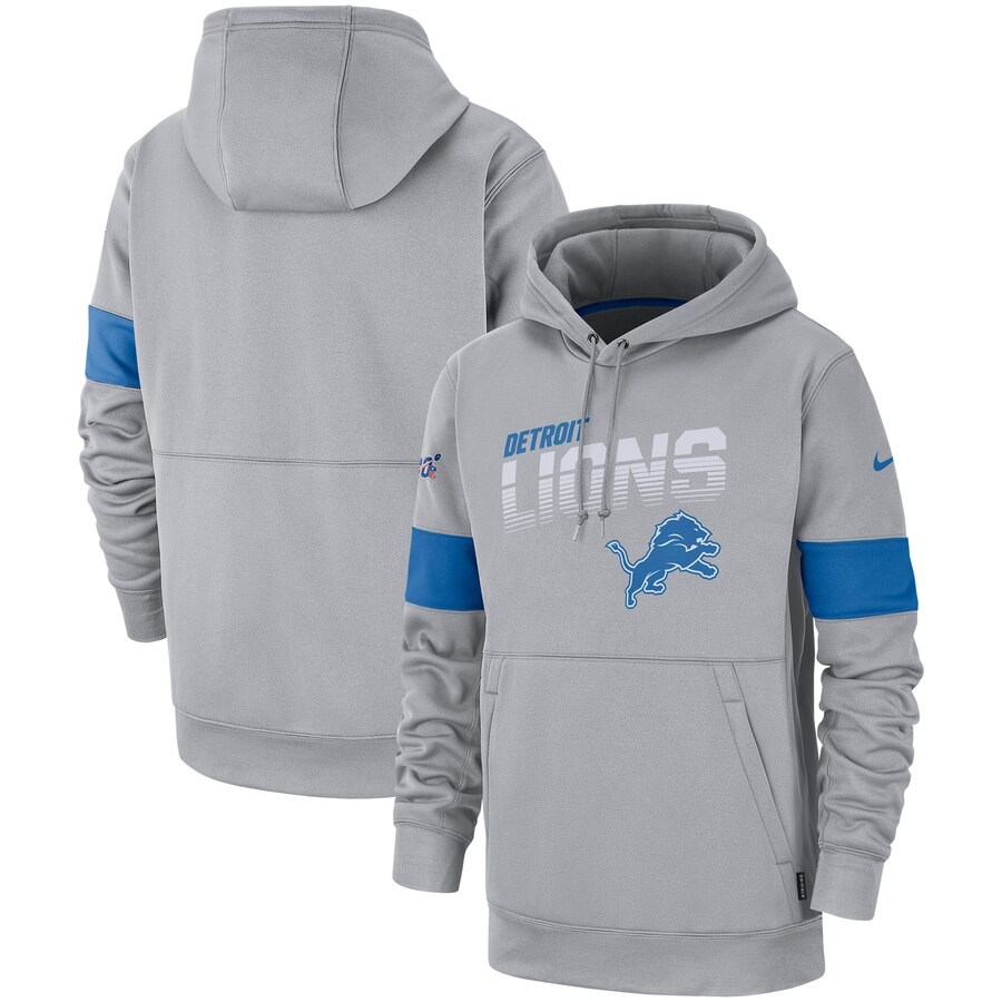 Detroit Lions Sideline Team Logo Performance Pullover Hoodie Gray cheap jerseys for sale - CheapJerseys.Shop
