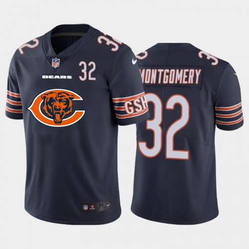 Chicago Chicago Bears #32 David Montgomery Navy Blue Men's Big Team Logo Player Vapor Limited Jersey Men's cheap jerseys for sale - CheapJerseys.Shop