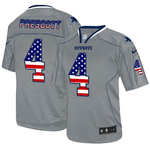 Cowboys #4 Dak Prescott Grey Men's Stitched Elite USA Flag Fashion Jersey cheap jerseys for sale - CheapJerseys.Shop