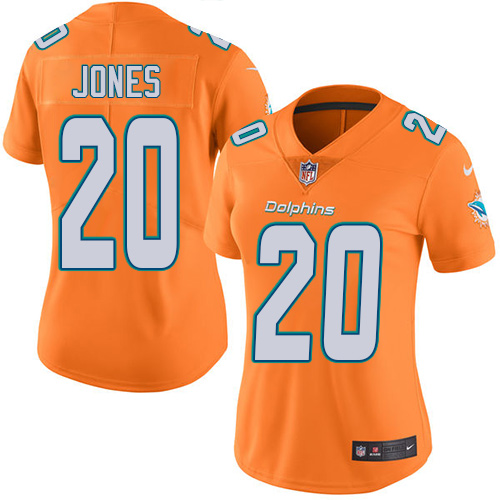 Miami Dolphins #20 Reshad Jones Orange Women's Stitched Limited Rush Jersey Womens cheap jerseys for sale - CheapJerseys.Shop