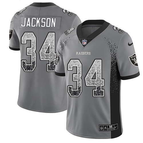 Raiders #34 Bo Jackson Gray Men's Stitched Limited Rush Drift Fashion Jersey cheap jerseys for sale - CheapJerseys.Shop