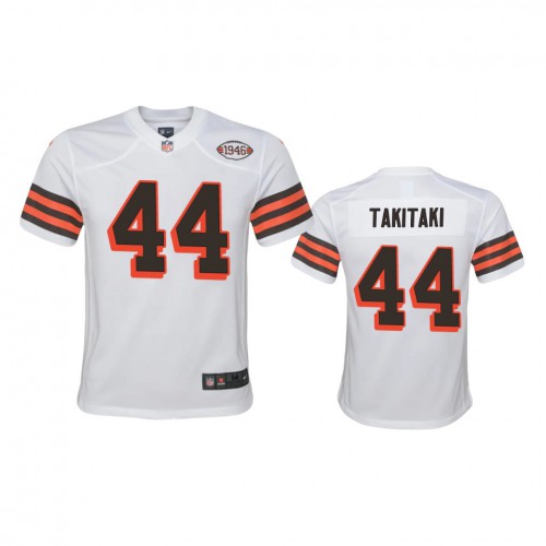 Youth Cleveland Browns #44 Sione Takitaki 1946 Collection Alternate Game Limited Jersey - White Youth cheap jerseys for sale - CheapJerseys.Shop
