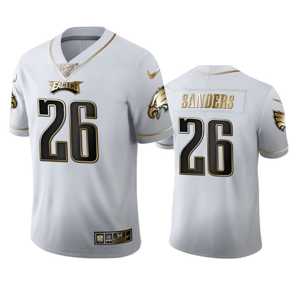 Philadelphia Eagles #26 Miles Sanders Men's White Golden Edition Vapor Limited 100 Jersey cheap jerseys for sale - CheapJerseys.Shop
