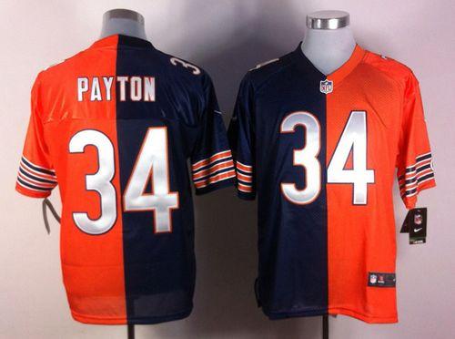 Bears #34 Walter Payton Navy Blue/Orange Men's Stitched Elite Split Jersey cheap jerseys for sale - CheapJerseys.Shop