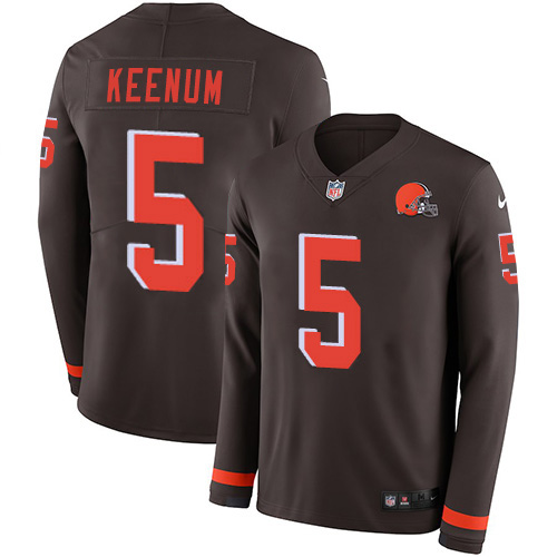 Cleveland Browns #5 Case Keenum Brown Team Color Men's Stitched Limited Therma Long Sleeve Jersey Men's cheap jerseys for sale - CheapJerseys.Shop