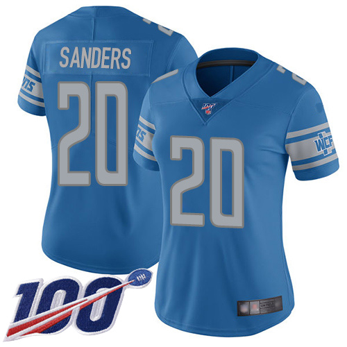 Lions #20 Barry Sanders Blue Team Color Women's Stitched 100th Season Vapor Limited Jersey cheap jerseys for sale - CheapJerseys.Shop