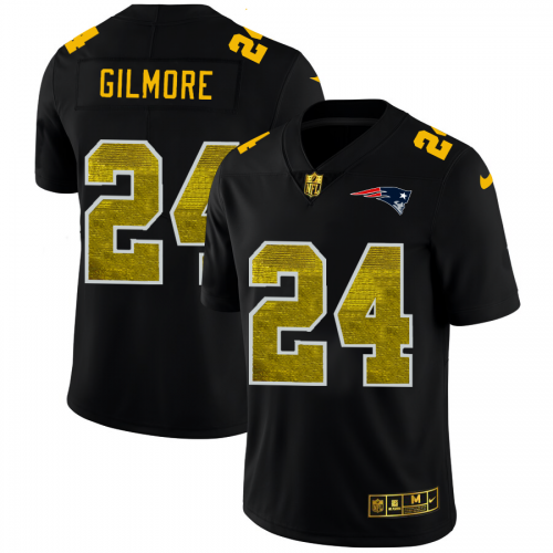 New England New England Patriots #24 Stephon Gilmore Men's Black Golden Sequin Vapor Limited Jersey Men's cheap jerseys for sale - CheapJerseys.Shop