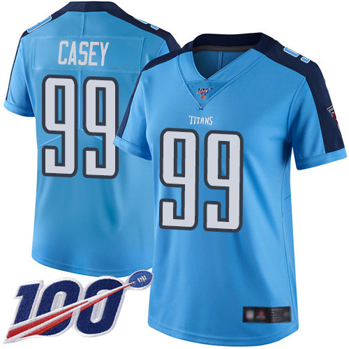 Tennessee Titans #99 Jurrell Casey Light Blue Women's Stitched Limited Rush 100th Season Jersey Womens cheap jerseys for sale - CheapJerseys.Shop