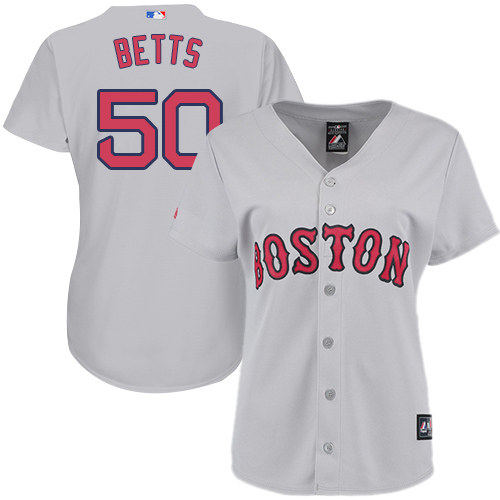 Boston Red Sox #50 Mookie Betts Grey Road Women's Stitched Jersey Womens cheap jerseys for sale - CheapJerseys.Shop
