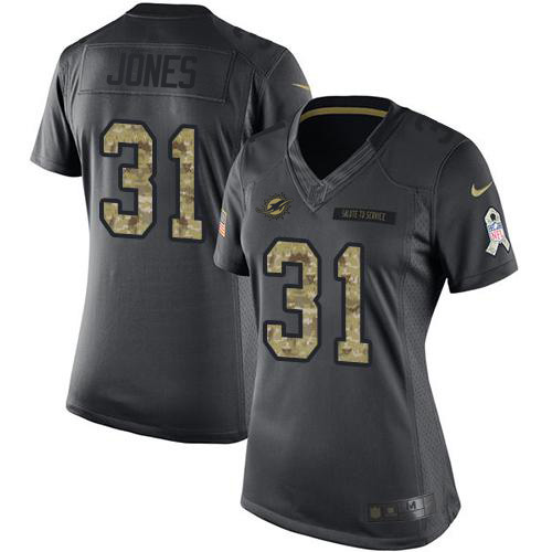 Miami Dolphins #31 Byron Jones Black Women's Stitched Limited 2016 Salute to Service Jersey Womens cheap jerseys for sale - CheapJerseys.Shop