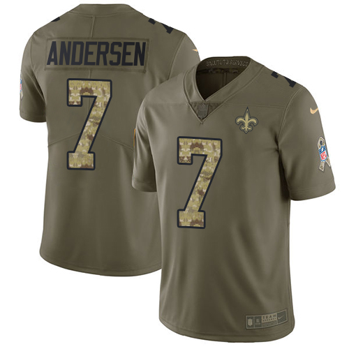 New Orleans Saints #7 Morten Andersen Olive/Camo Men's Stitched Limited 2017 Salute To Service Jersey Men's cheap jerseys for sale - CheapJerseys.Shop