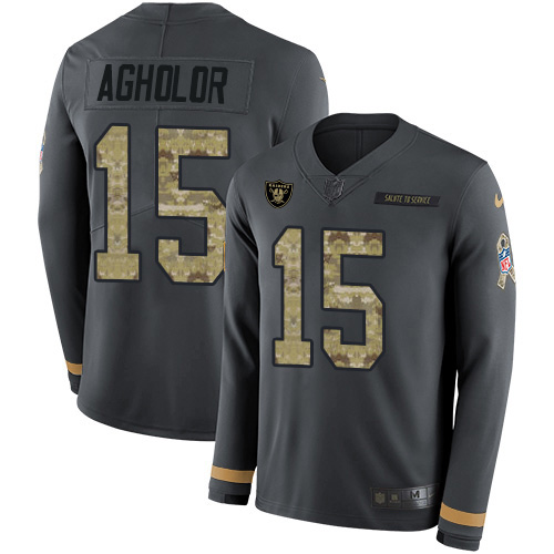 Las Vegas Raiders #15 Nelson Agholor Anthracite Salute to Service Youth Stitched Limited Therma Long Sleeve Jersey Youth cheap jerseys for sale - CheapJerseys.Shop
