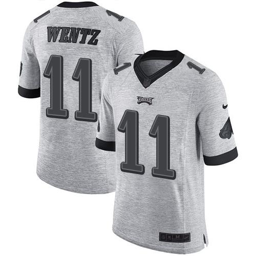 Philadelphia Eagles #11 Carson Wentz Gray Men's Stitched Limited Gridiron Gray II Jersey Men's cheap jerseys for sale - CheapJerseys.Shop