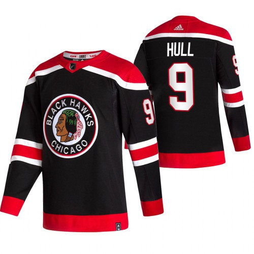 Chicago Chicago Blackhawks #9 Bobby Hull Black Men's 2020-21 Reverse Retro Alternate Jersey Men's cheap jerseys for sale - CheapJerseys.Shop