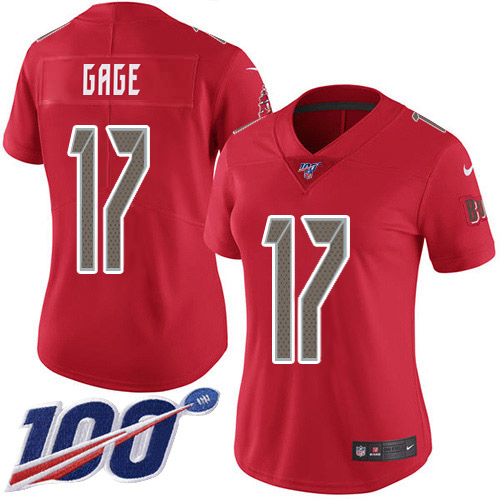 Buccaneers #17 Russell Gage Red Women's Stitched Limited Rush 100th Season Jersey cheap jerseys for sale - CheapJerseys.Shop