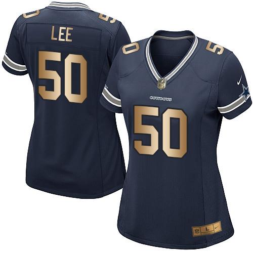 Dallas Cowboys #50 Sean Lee Navy Blue Team Color Women's Stitched Elite Gold Jersey Womens cheap jerseys for sale - CheapJerseys.Shop
