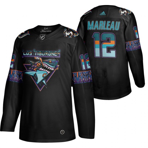 San Jose San Jose Sharks #12 Patrick Marleau Men's 2020 Los Tiburones Limited Jersey Black Men's cheap jerseys for sale - CheapJerseys.Shop