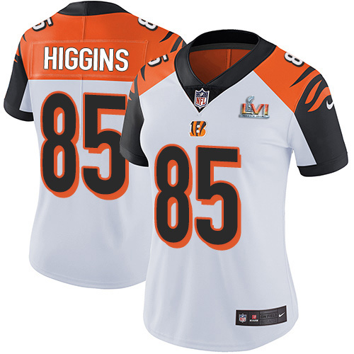Bengals #85 Tee Higgins White Super Bowl LVI Patch Women's Stitched Vapor Untouchable Limited Jersey cheap jerseys for sale - CheapJerseys.Shop