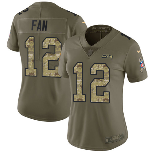 Seahawks #12 Fan Olive/Camo Women's Stitched Limited 2017 Salute To Service Jersey cheap jerseys for sale - CheapJerseys.Shop