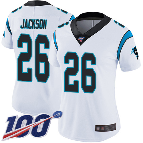 Carolina Panthers #26 Donte Jackson White Women's Stitched 100th Season Vapor Limited Jersey Womens cheap jerseys for sale - CheapJerseys.Shop