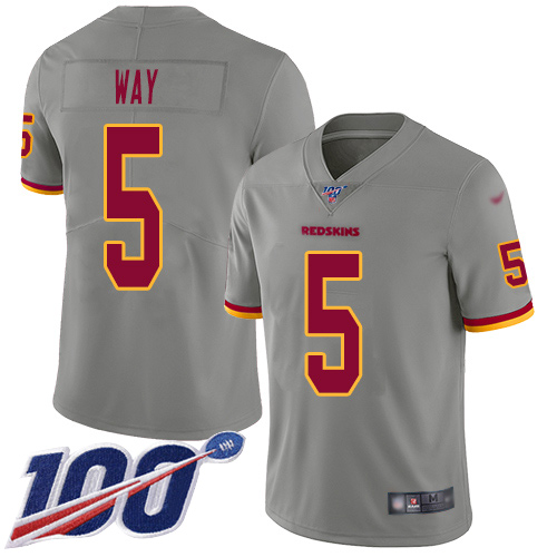 Washington Commanders #5 Tress Way Gray Men's Stitched Limited Inverted Legend 100th Season Jersey Men's cheap jerseys for sale - CheapJerseys.Shop
