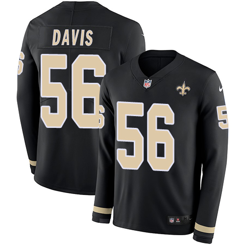 New Orleans Saints #56 DeMario Davis Black Team Color Men's Stitched Limited Therma Long Sleeve Jersey Men's cheap jerseys for sale - CheapJerseys.Shop