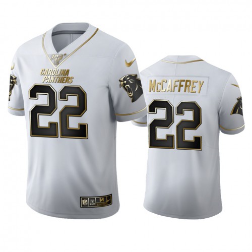 Carolina Carolina Panthers #22 Christian McCaffrey Men's White Golden Edition Vapor Limited 100 Jersey Men's cheap jerseys for sale - CheapJerseys.Shop