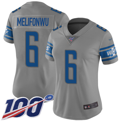 Lions #6 Ifeatu Melifonwu Gray Women's Stitched Limited Inverted Legend 100th Season Jersey cheap jerseys for sale - CheapJerseys.Shop