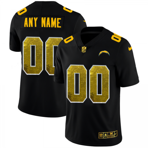 Los Angeles Chargers Custom Men's Black Golden Sequin Vapor Limited Jersey cheap jerseys for sale - CheapJerseys.Shop