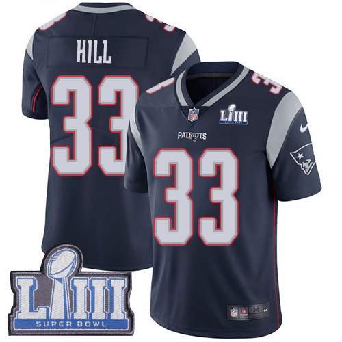 New England Patriots #33 Jeremy Hill Navy Blue Team Color Super Bowl LIII Bound Men's Stitched Vapor Untouchable Limited Jersey Men's cheap jerseys for sale - CheapJerseys.Shop