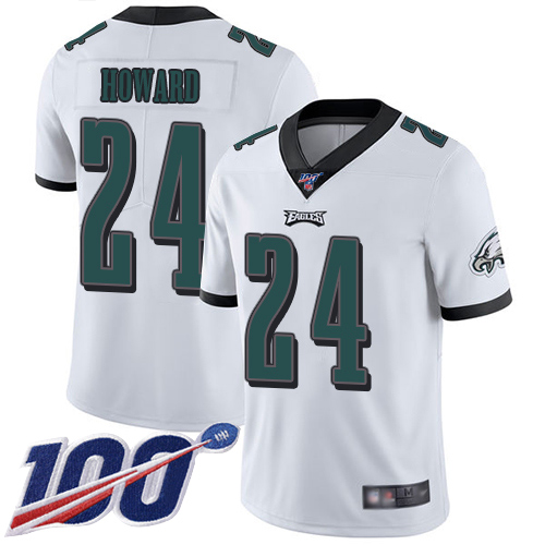 Philadelphia Eagles #24 Jordan Howard White Men's Stitched 100th Season Vapor Limited Jersey Men's cheap jerseys for sale - CheapJerseys.Shop
