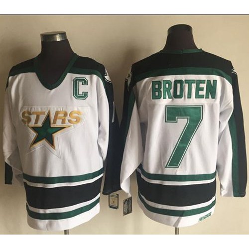 Dallas Stars #7 Neal Broten White CCM Throwback Stitched Jersey Men's cheap jerseys for sale - CheapJerseys.Shop