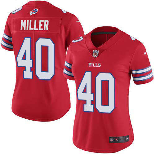 Bills #40 Von Miller Red Women's Stitched Limited Rush Jersey cheap jerseys for sale - CheapJerseys.Shop