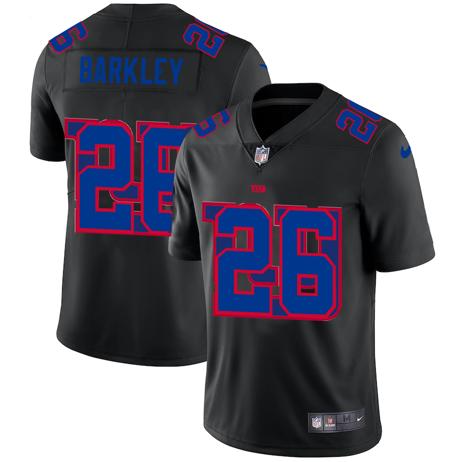 New York Giants #26 Saquon Barkley Men's Team Logo Dual Overlap Limited Jersey Black cheap jerseys for sale - CheapJerseys.Shop