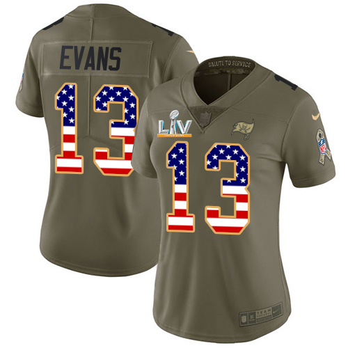 Buccaneers #13 Mike Evans Olive/USA Flag Women's Super Bowl LV Bound Stitched Limited 2017 Salute To Service Jersey cheap jerseys for sale - CheapJerseys.Shop
