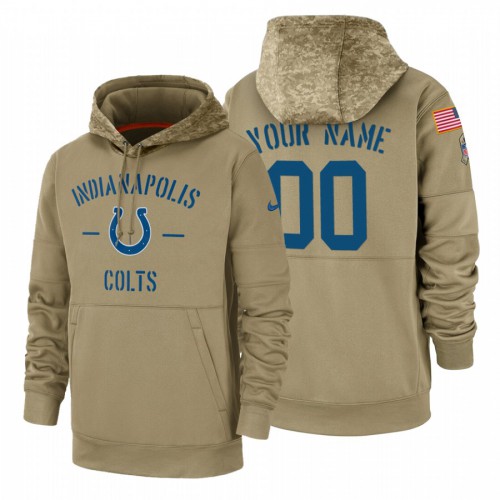 Indianapolis Colts Custom Tan 2019 Salute To Service Name & Number Sideline Therma Pullover Hoodie cheap jerseys for sale - CheapJerseys.Shop