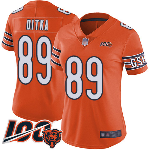 Bears #89 Mike Ditka Orange Women's Stitched Limited Rush 100th Season Jersey cheap jerseys for sale - CheapJerseys.Shop