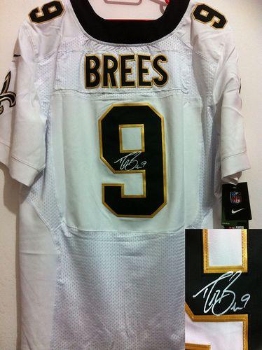 Saints #9 Drew Brees White Men's Stitched Elite Autographed Jersey cheap jerseys for sale - CheapJerseys.Shop