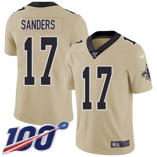 New Orleans Saints #17 Emmanuel Sanders Gold Youth Stitched Limited Inverted Legend 100th Season Jersey Youth cheap jerseys for sale - CheapJerseys.Shop