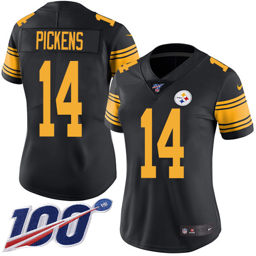 Steelers #14 George Pickens Black Women's Stitched Limited Rush 100th Season Jersey cheap jerseys for sale - CheapJerseys.Shop