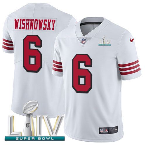San Francisco 49ers #6 Mitch Wishnowsky White Super Bowl LIV 2020 Rush Men's Stitched Vapor Untouchable Limited Jersey Men's cheap jerseys for sale - CheapJerseys.Shop
