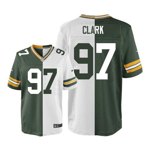 Green Bay Packers #97 Kenny Clark Green/White Men's Stitched Elite Split Jersey Men's cheap jerseys for sale - CheapJerseys.Shop