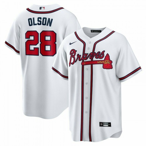 Atlanta Atlanta Braves #28 Matt Olson Men's White Home Official Player Jersey Men's cheap jerseys for sale - CheapJerseys.Shop